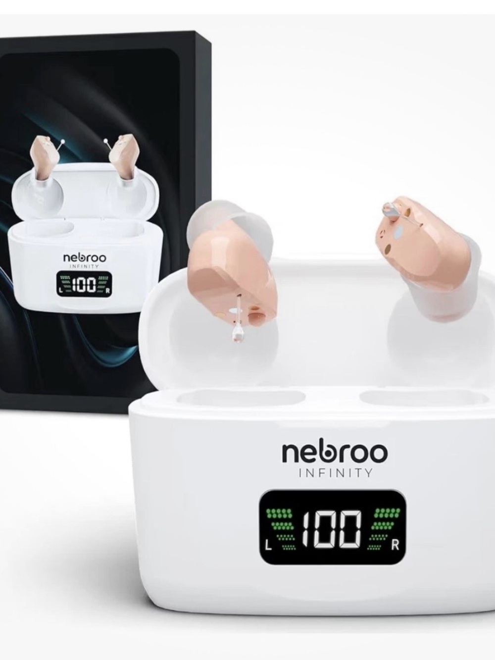 NEBROO Infinity Hearing Aid & Amplifier 4 in 1 E/Setting 19 H Battery Brand New